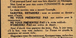 Tract de la Rsistance intitul : la jeunesse de France rpond "Merde" issu du fonds de la prfecture du Var