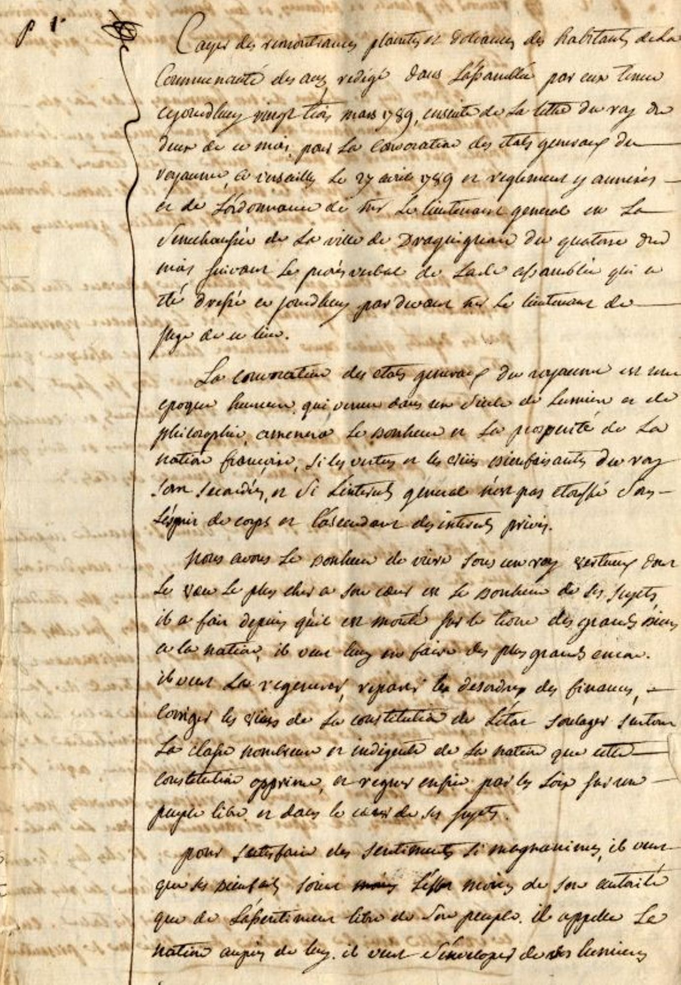 Les cahiers de doléances des communautés d'habitants de la sénéchaussée de Draguignan