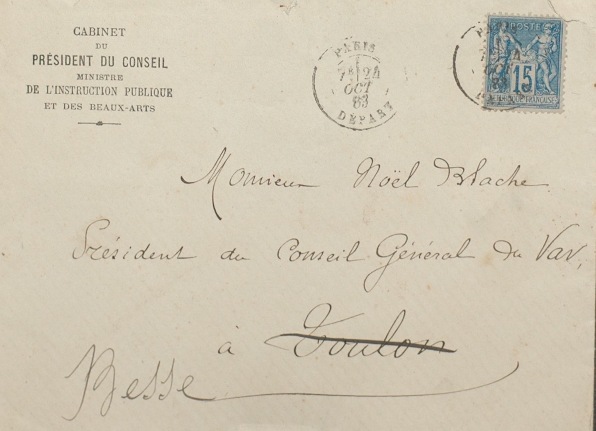 Courrier qui lui était adressé alors qu'il était président du Conseil général. 71 J 10