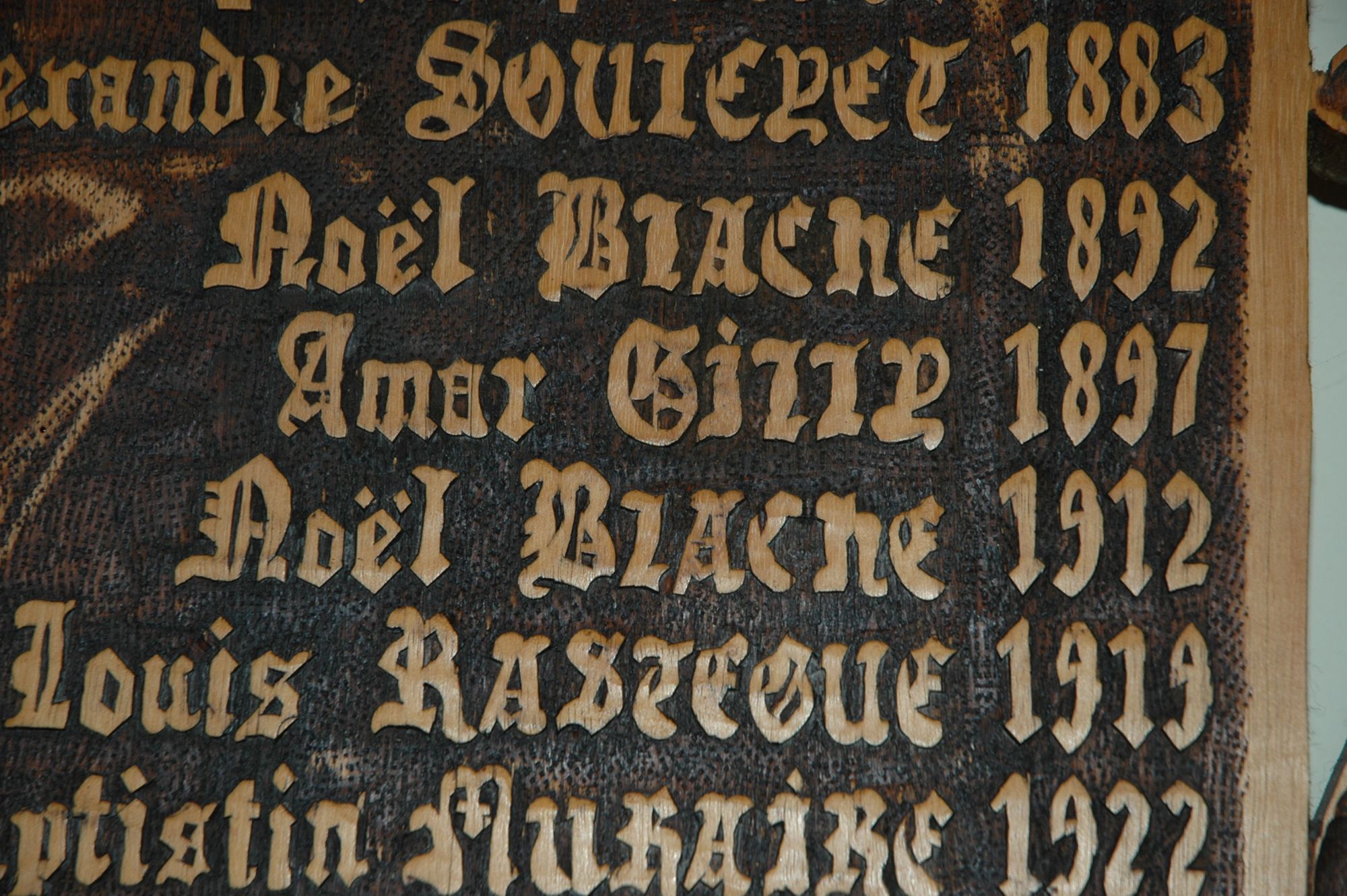 Zoom de la plaque précédente, montrant Noël Blache