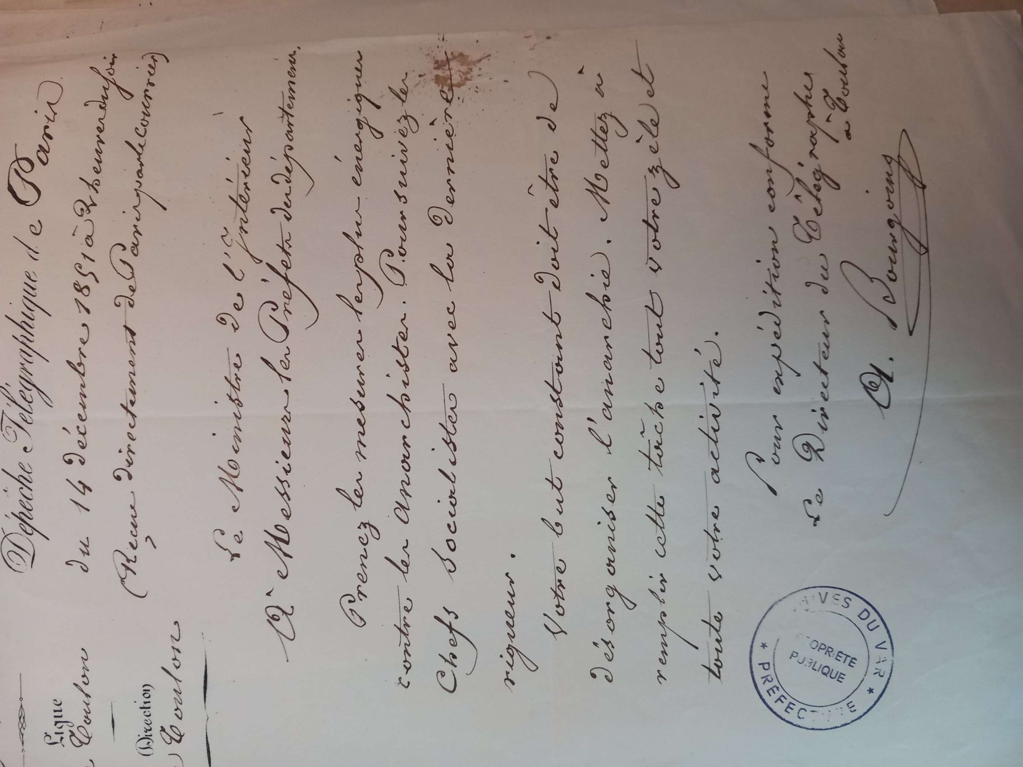 ADV_1M176_Dépêche télégraphiée de Paris