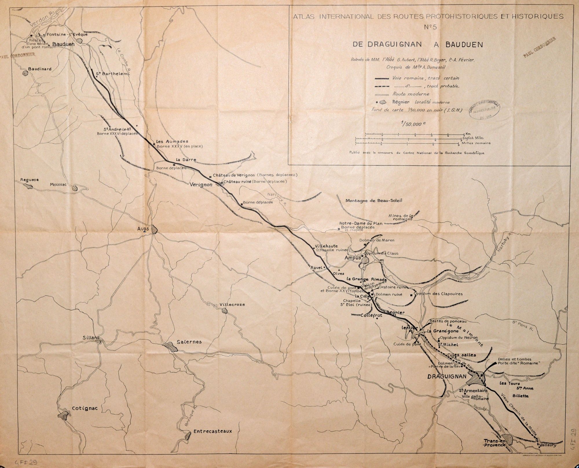 Atlas international des routes protohistoriques et historiques n°5 " de Draguignan à Bauduen "