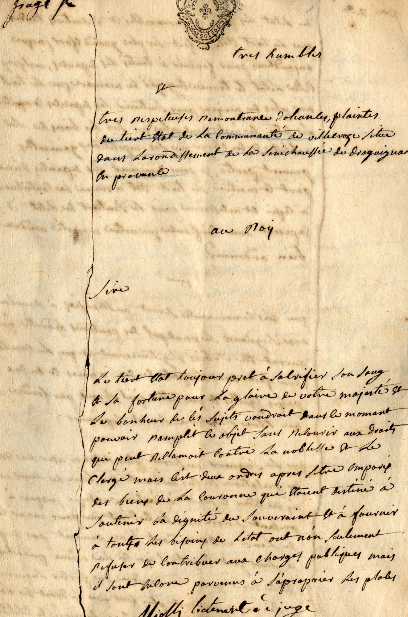 Cahier de doléances de la communauté d'habitants de Villecroze