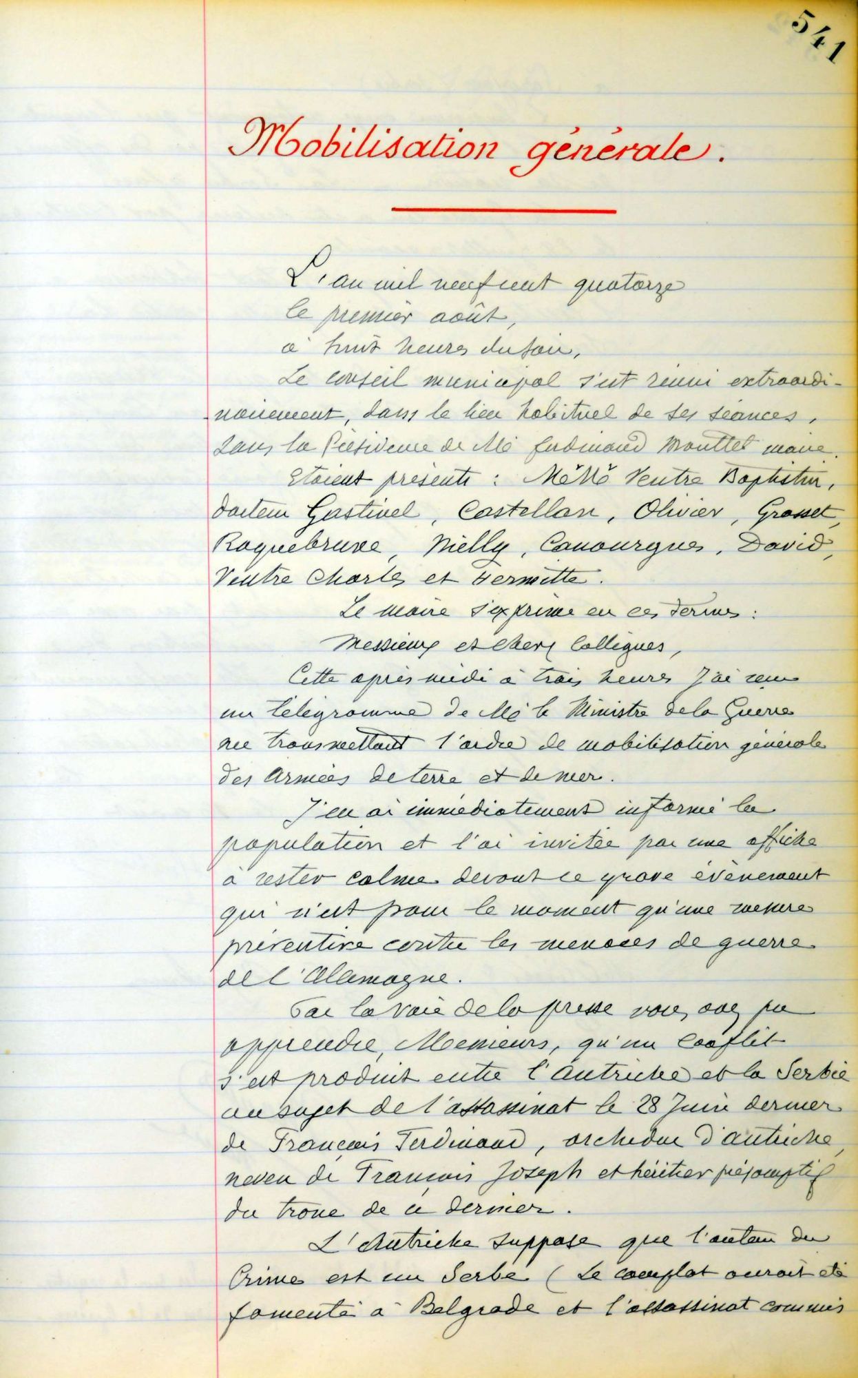 Dossier pédagogique : "La vie à l'arrière à Signes en 1914 et 1915"