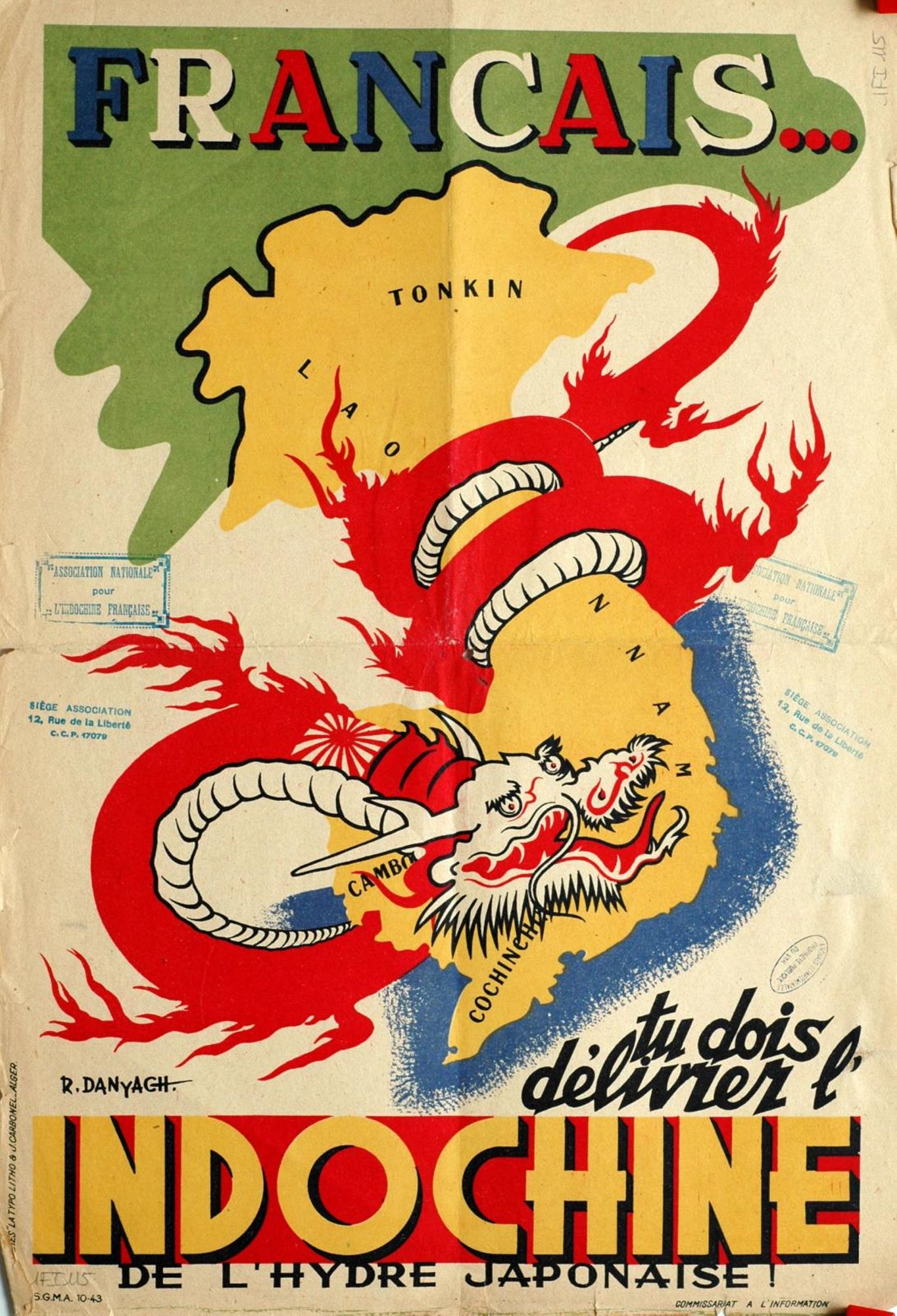 Affiche, Français, tu dois délivrer l'Indochine de l'hydre japonaise