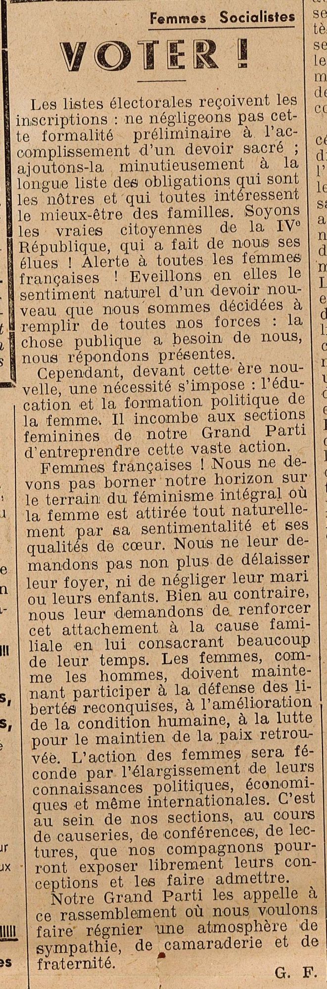 Article du journal "Le Brignolais" daté du 30 décembre 1944 (ADV 43 PRS 1)