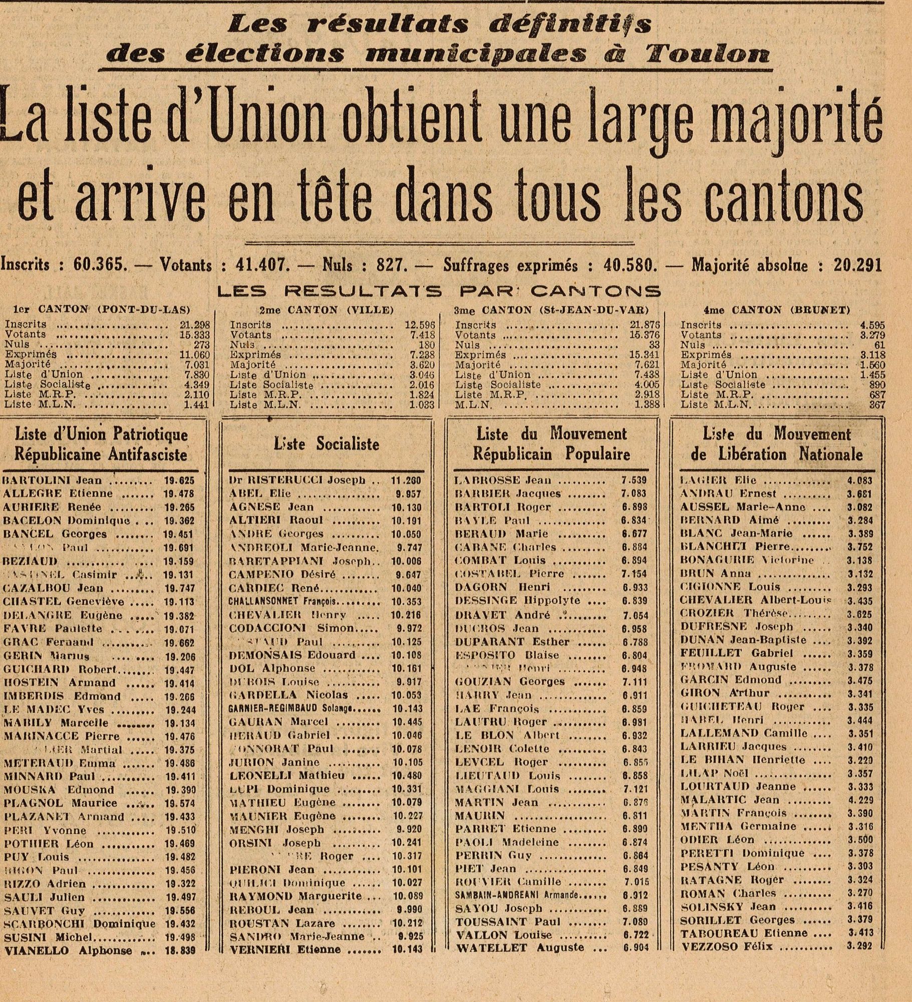 Article du journal "La liberté du Var" daté du 2 mai 1945 (ADV 215 PRS 1)