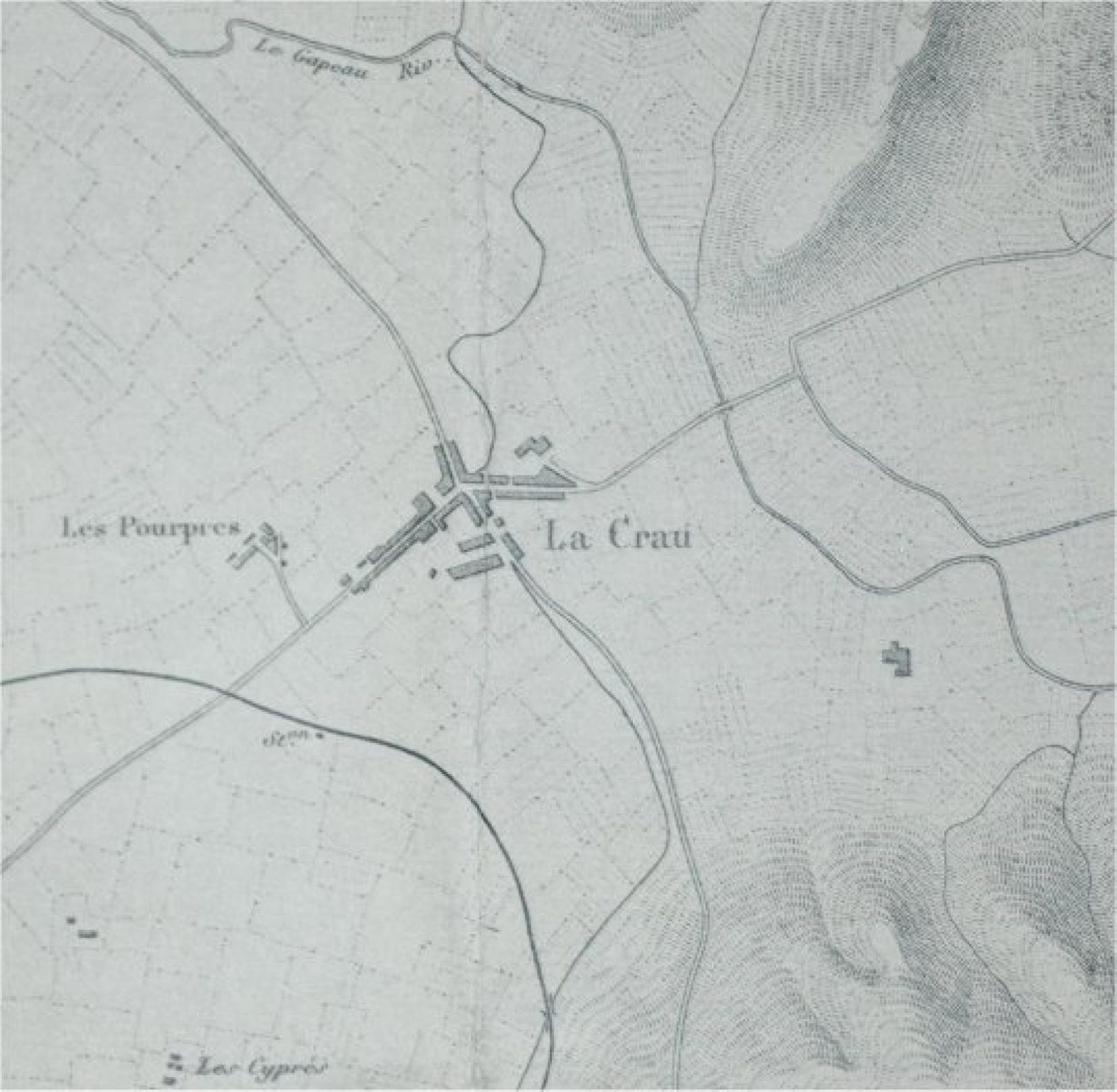 La Crau, extrait de carte des " Environs de Toulon, golfe de Giens " (1896)