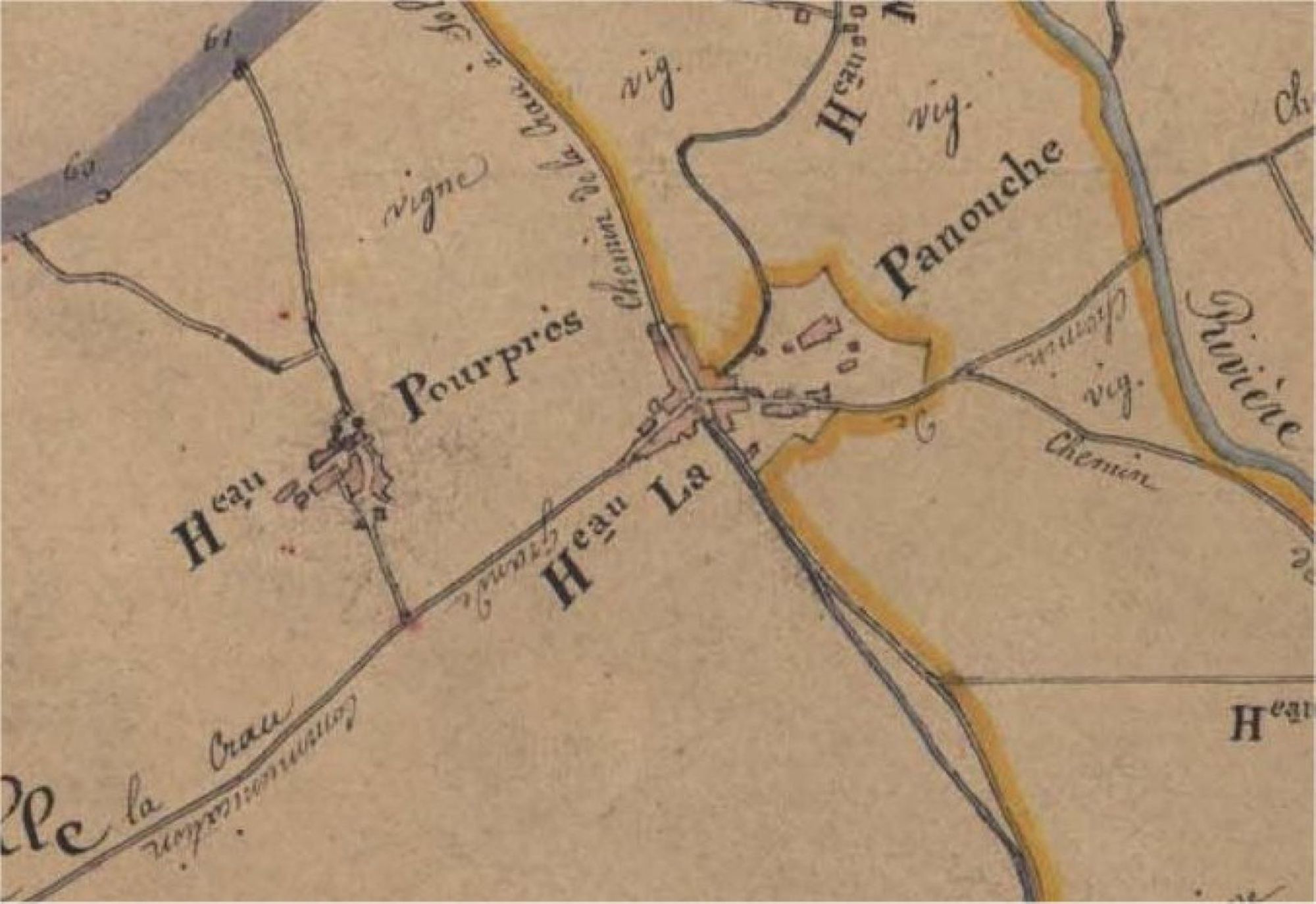 La Crau, extrait du plan cadastral de La Crau (1828)