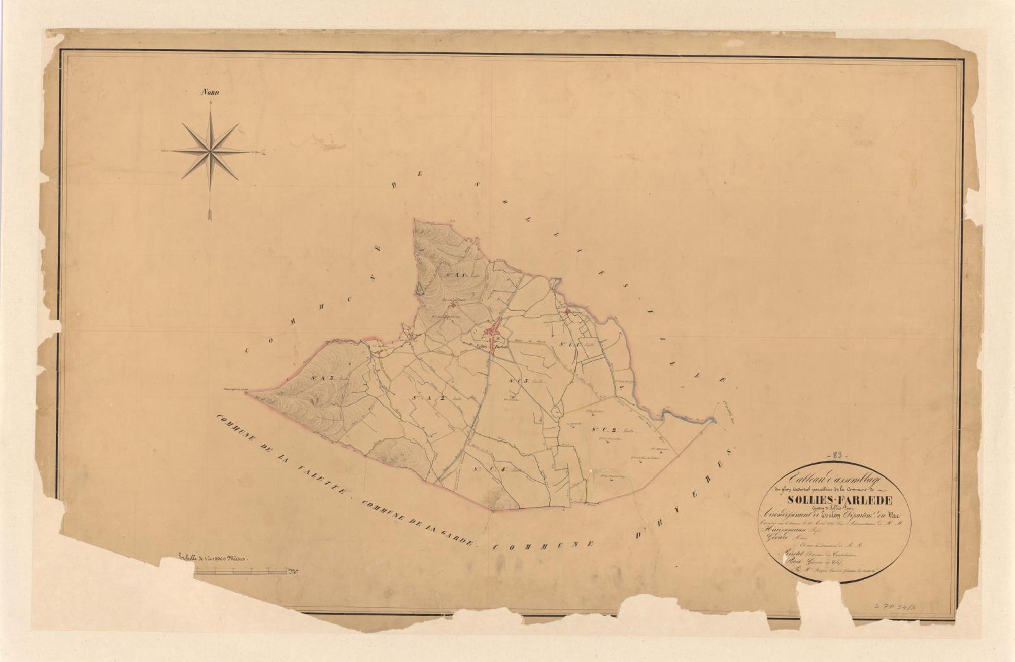 La Farlède, extrait du plan cadastral (1849)