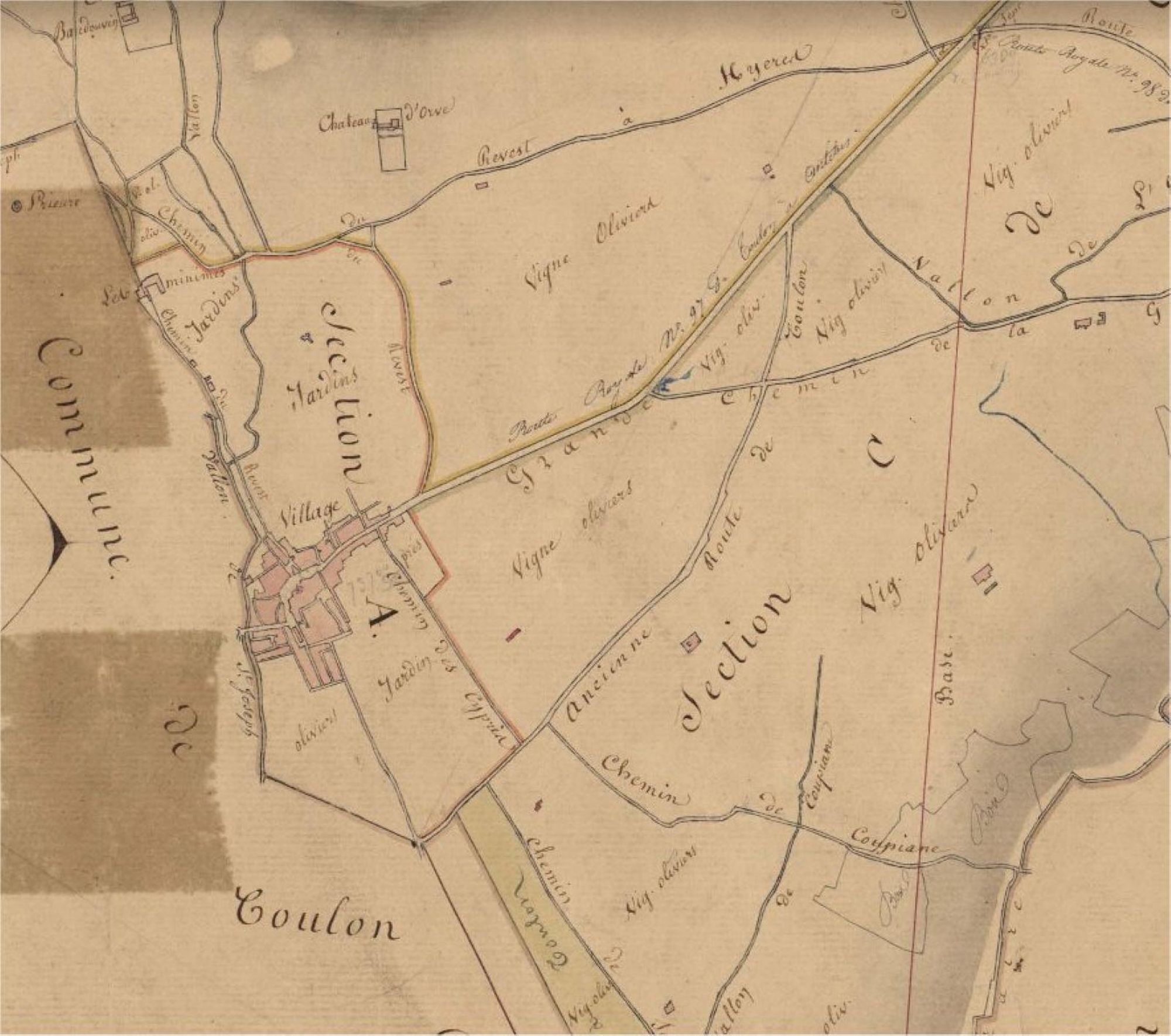 La Valette, extrait du plan cadastral (1827)