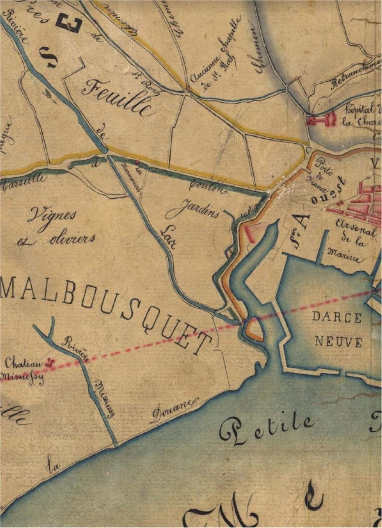 Extait du cadastre napoléonien de Toulon (1827)