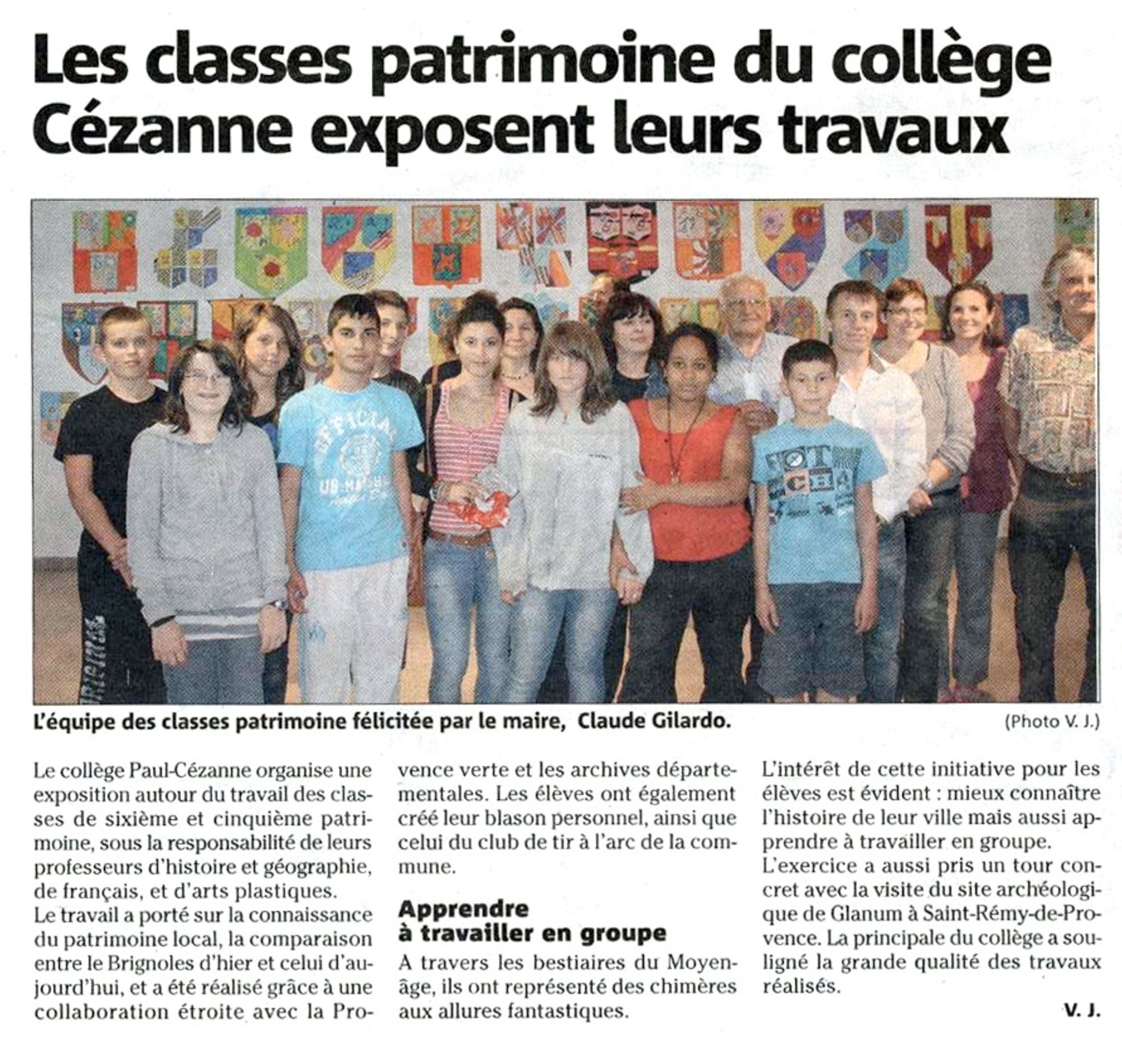 La classe Patrimoine & Archives au collège Cézanne de Brignoles
