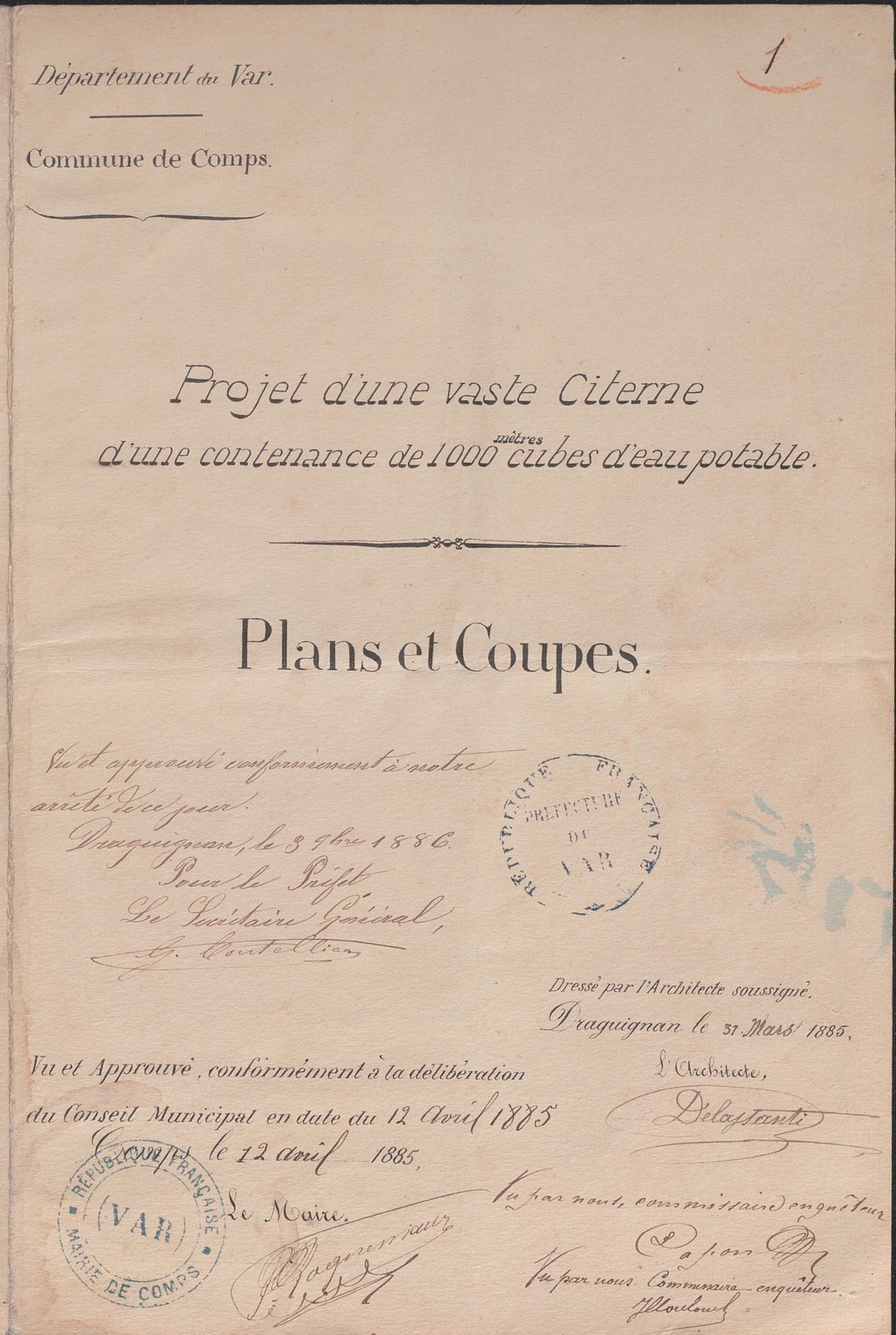 Il s'agit de la page de garde du plan avec les validations officielles. 