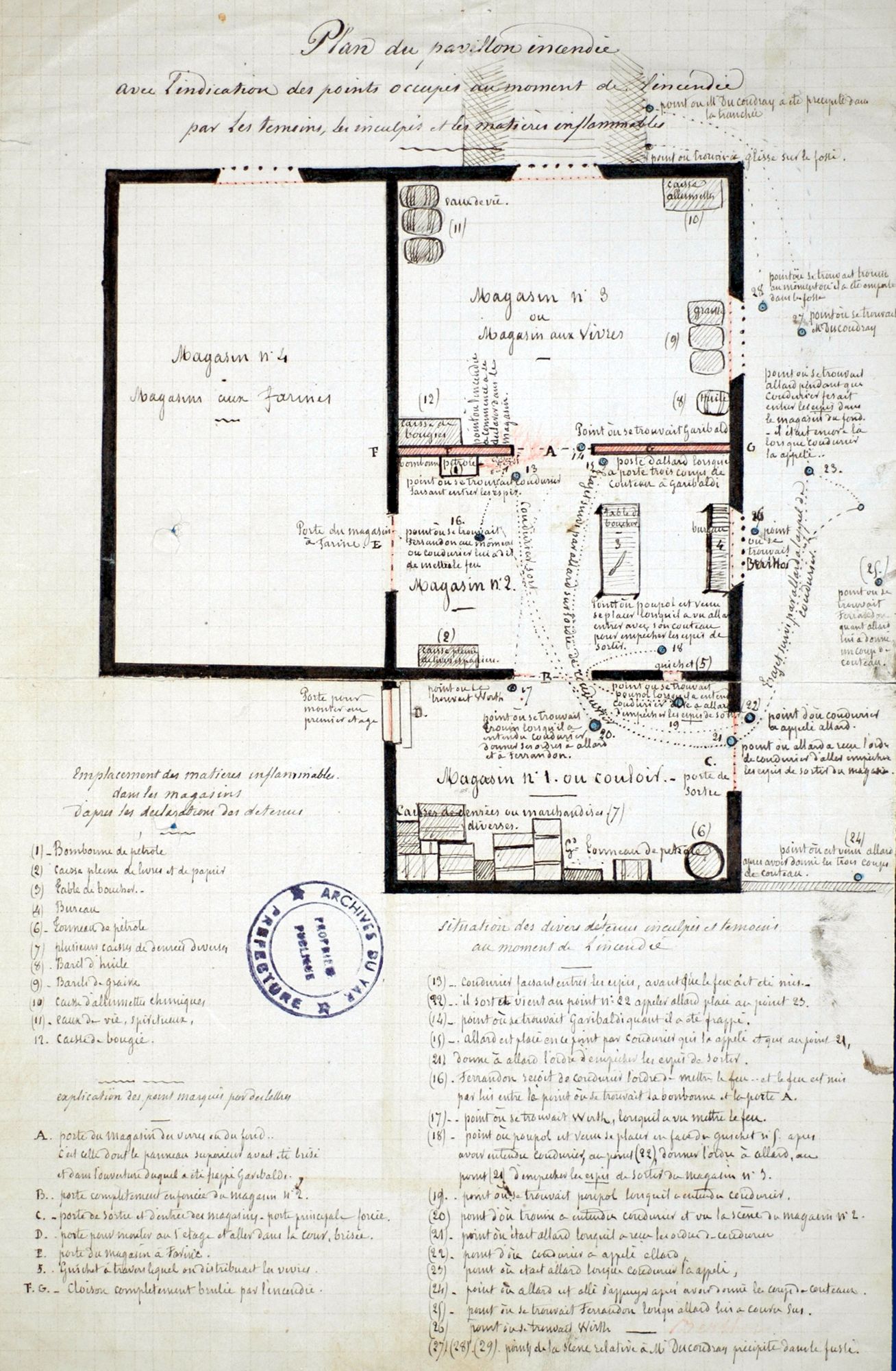 Plan de la Maison centrale d'éducation correctionnelle de Sainte-Anne ide l'Ile du Levant incendiée lors de la révolte des enfants (Hyères). 2 U 509