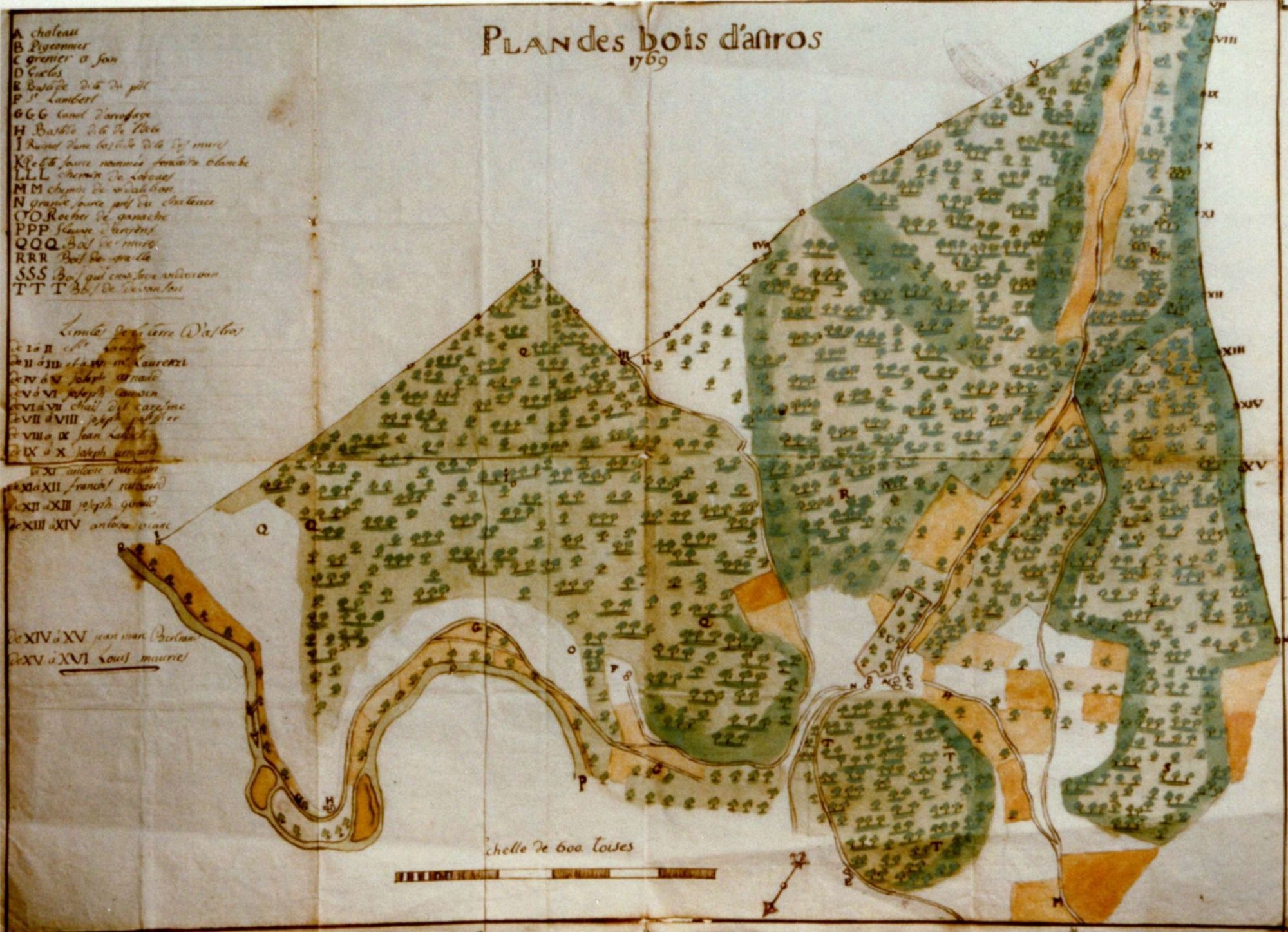 Plan des bois de la commanderie hospitalière d'Astros située sur la commune de Vidauban (1769) 18 H 4