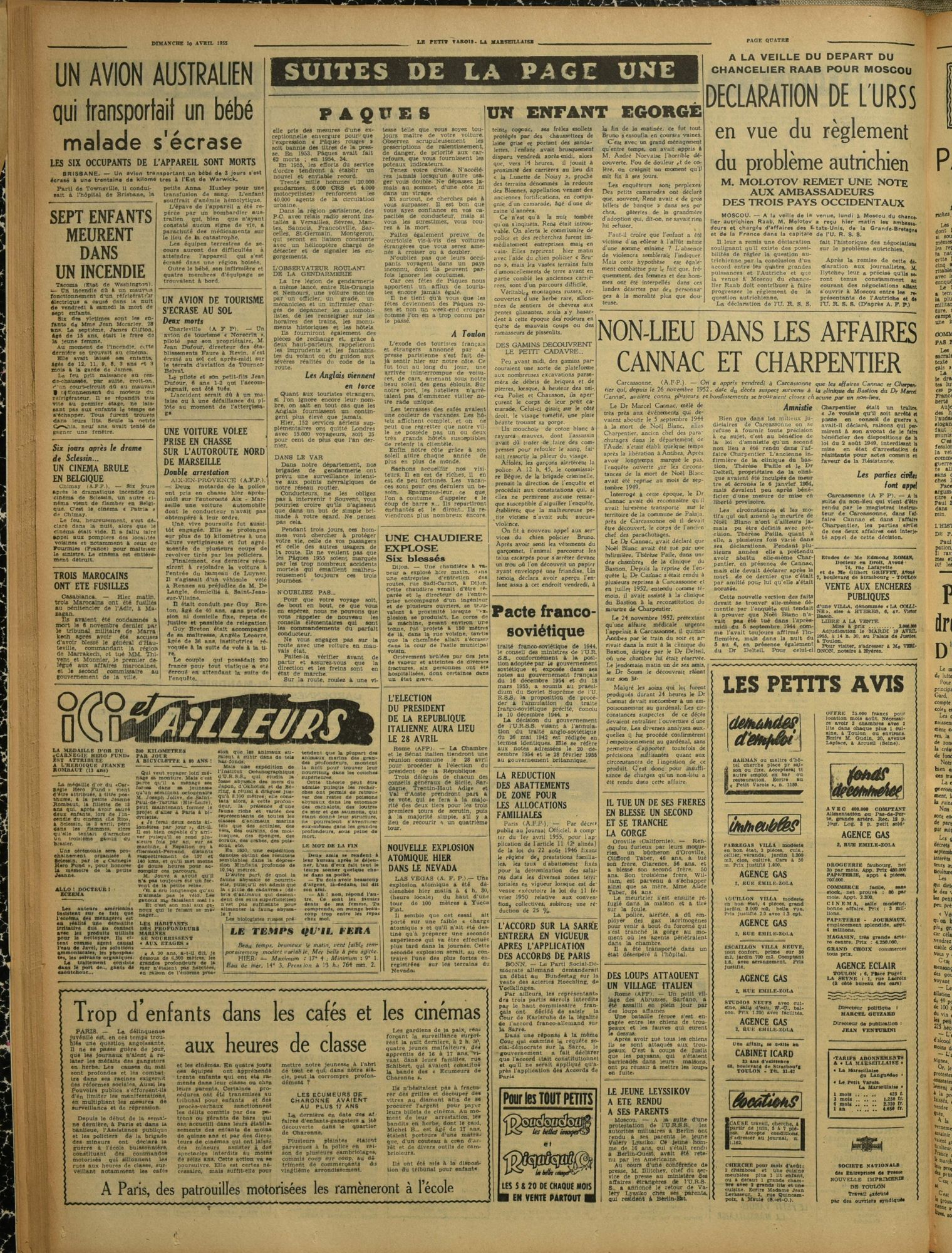 Le Petit Varois La Marseillaise, dimanche 10 avril 1955 (326 PRS 22)