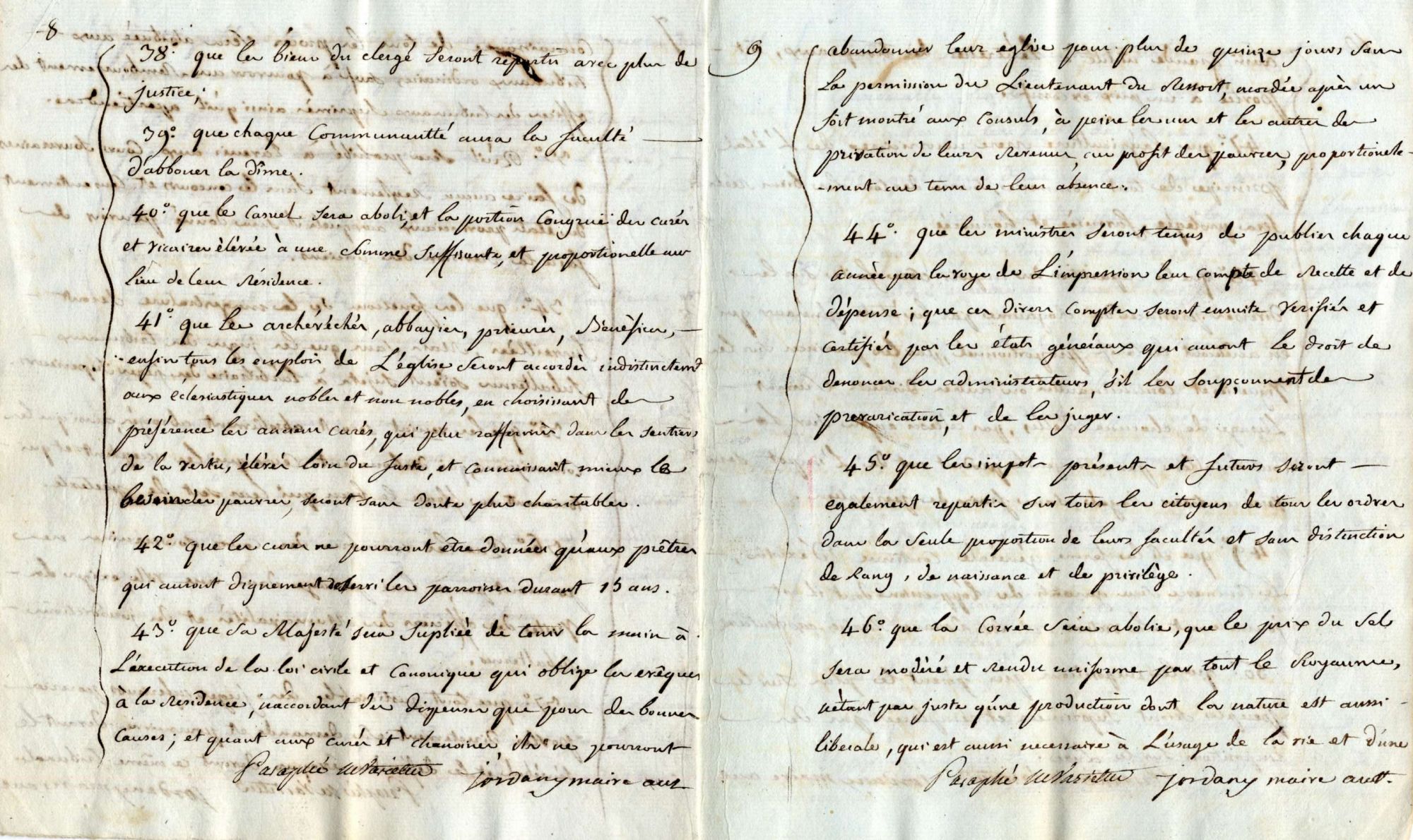 Extrait du cahier de doléances de la communauté d'habitants de Draguignan (Arch. dép. Var 1 B 2466)
