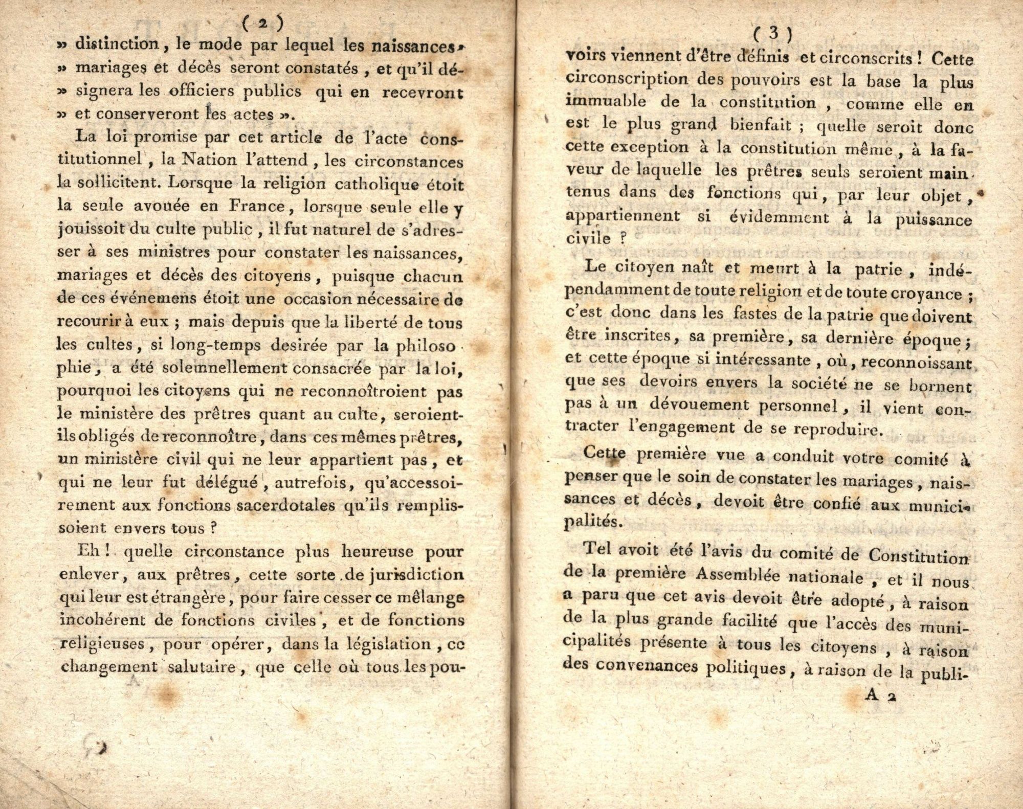 Rapport d'Honoré Muraire à l'origine de la loi de laïcisation de l'Etat civil (2) 1 J 620