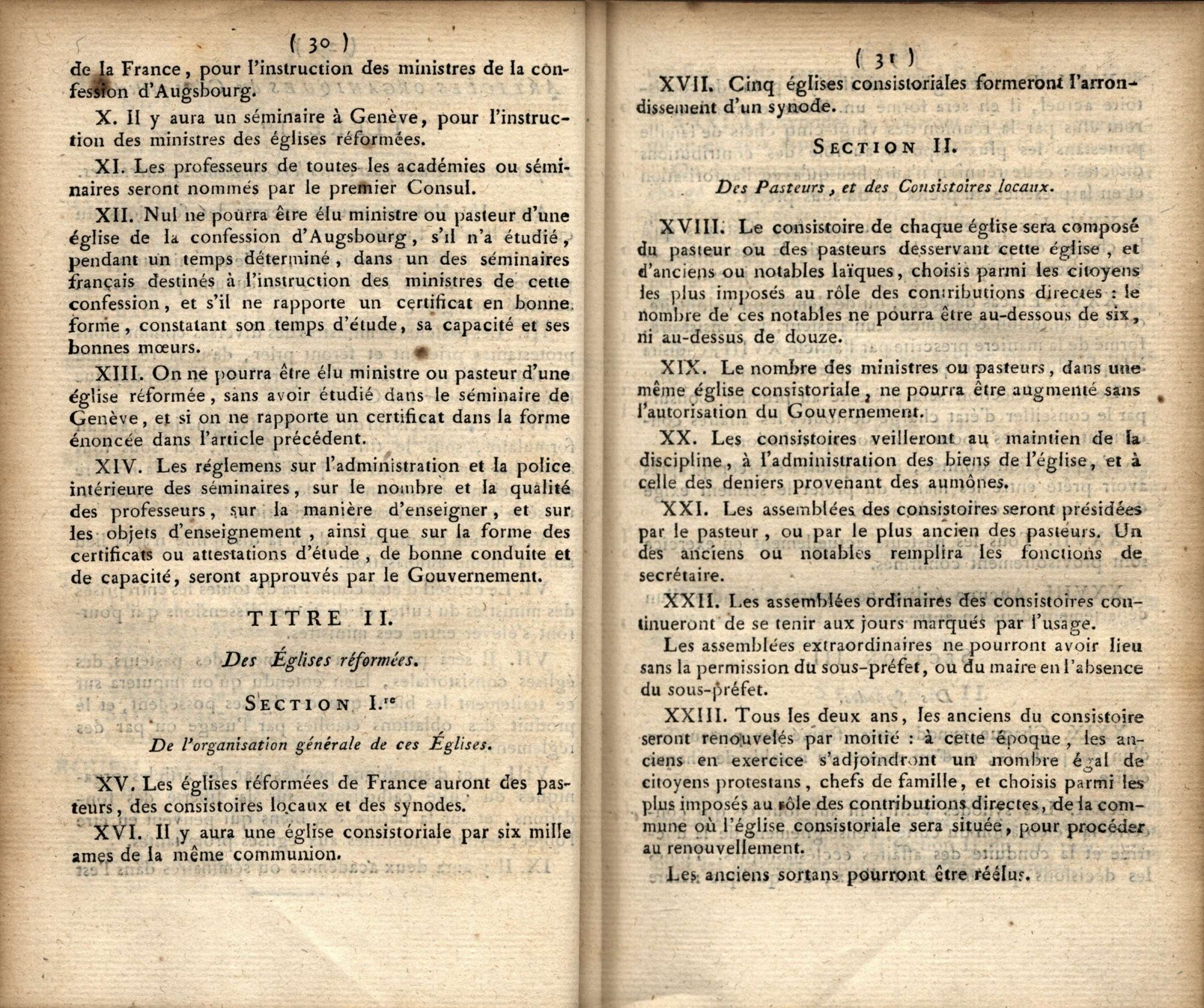 Extrait du recueil des lois de 1802 contenant les articles du concordat passé entre Napoléon Bonaparte et le pape Pie VII (page 10)