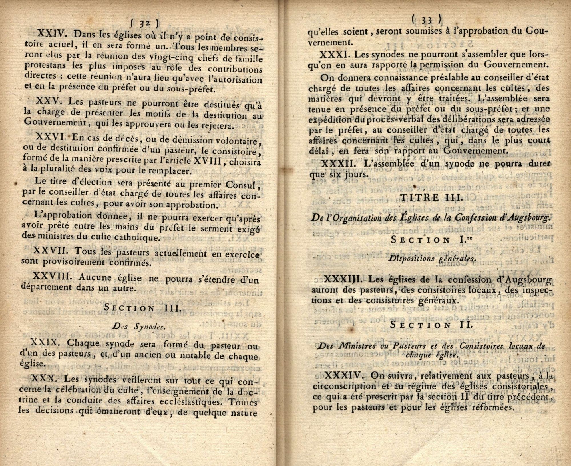 Extrait du recueil des lois de 1802 contenant les articles du concordat passé entre Napoléon Bonaparte et le pape Pie VII (page 11)