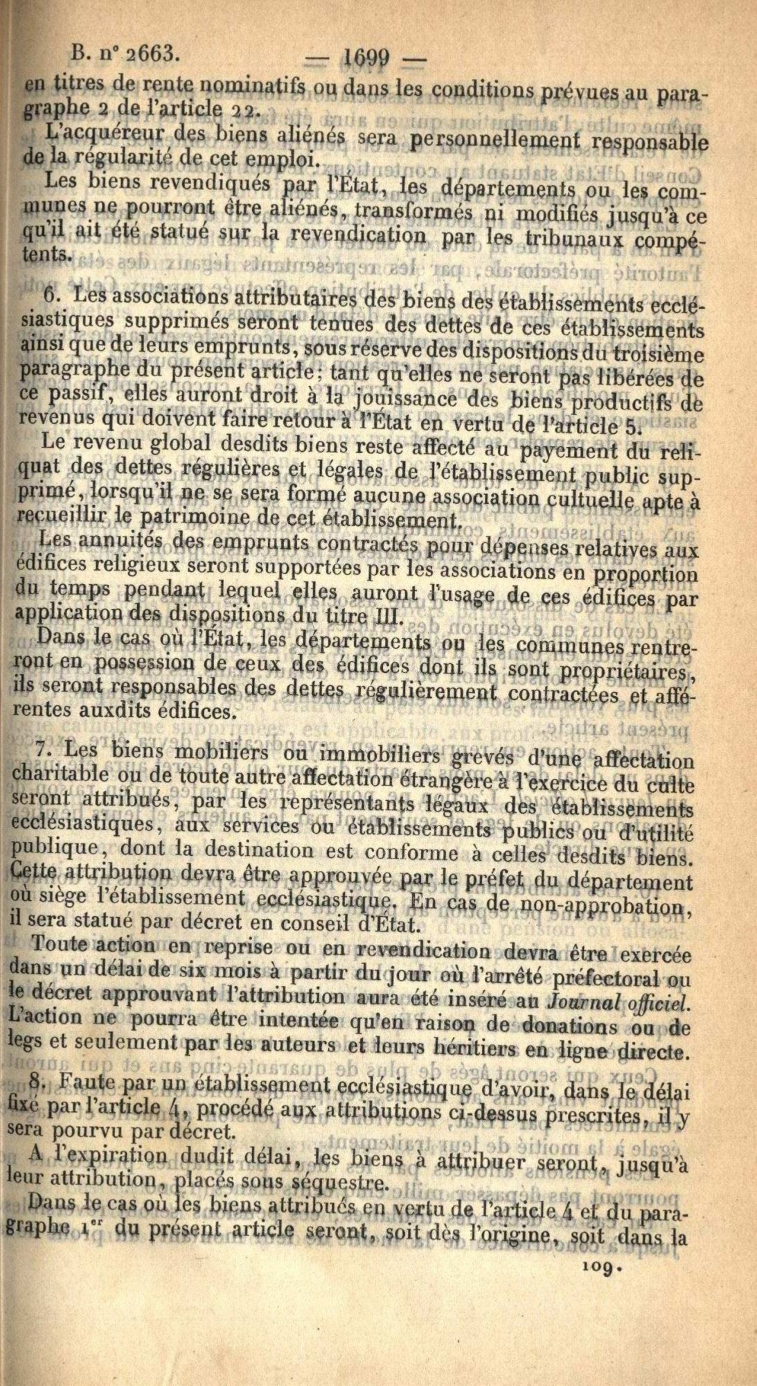 Loi du 9 décembre 1905 sur la séparation des Eglises et de l'Etat - 1 K 420 (3)