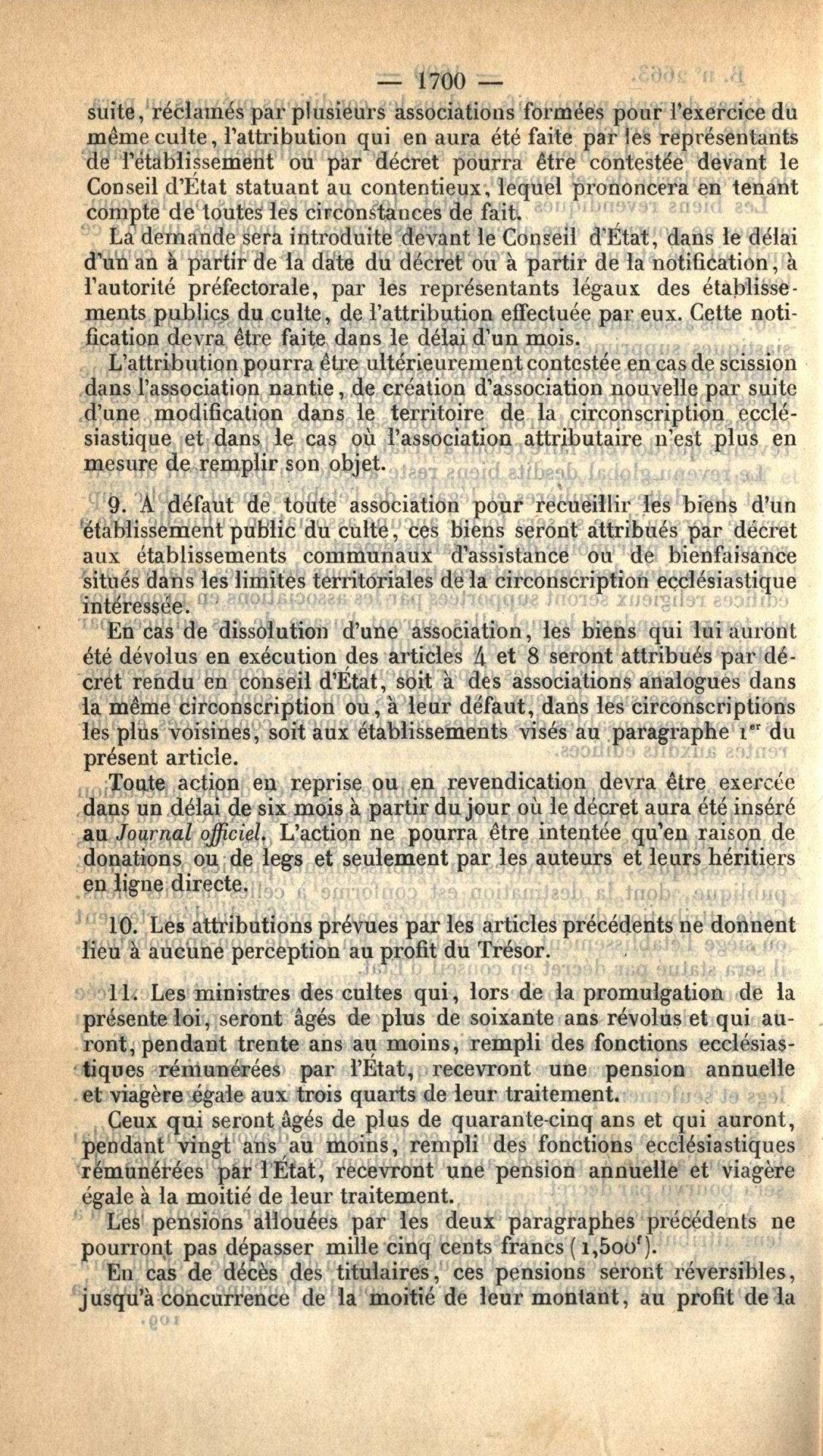 Loi du 9 décembre 1905 sur la séparation des Eglises et de l'Etat - 1 K 420 (4)