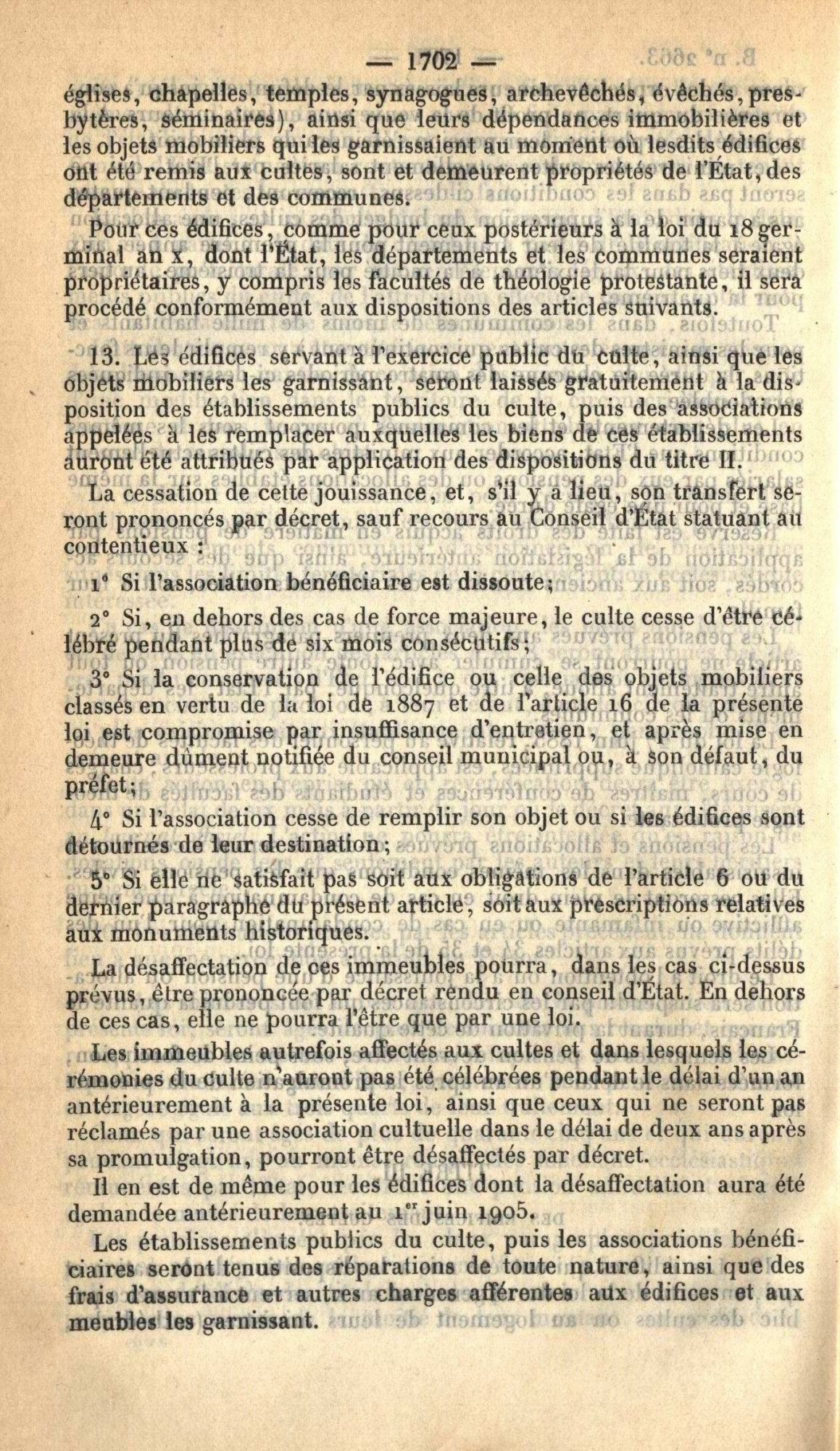 Loi du 9 décembre 1905 sur la séparation des Eglises et de l'Etat - 1 K 420 (6)