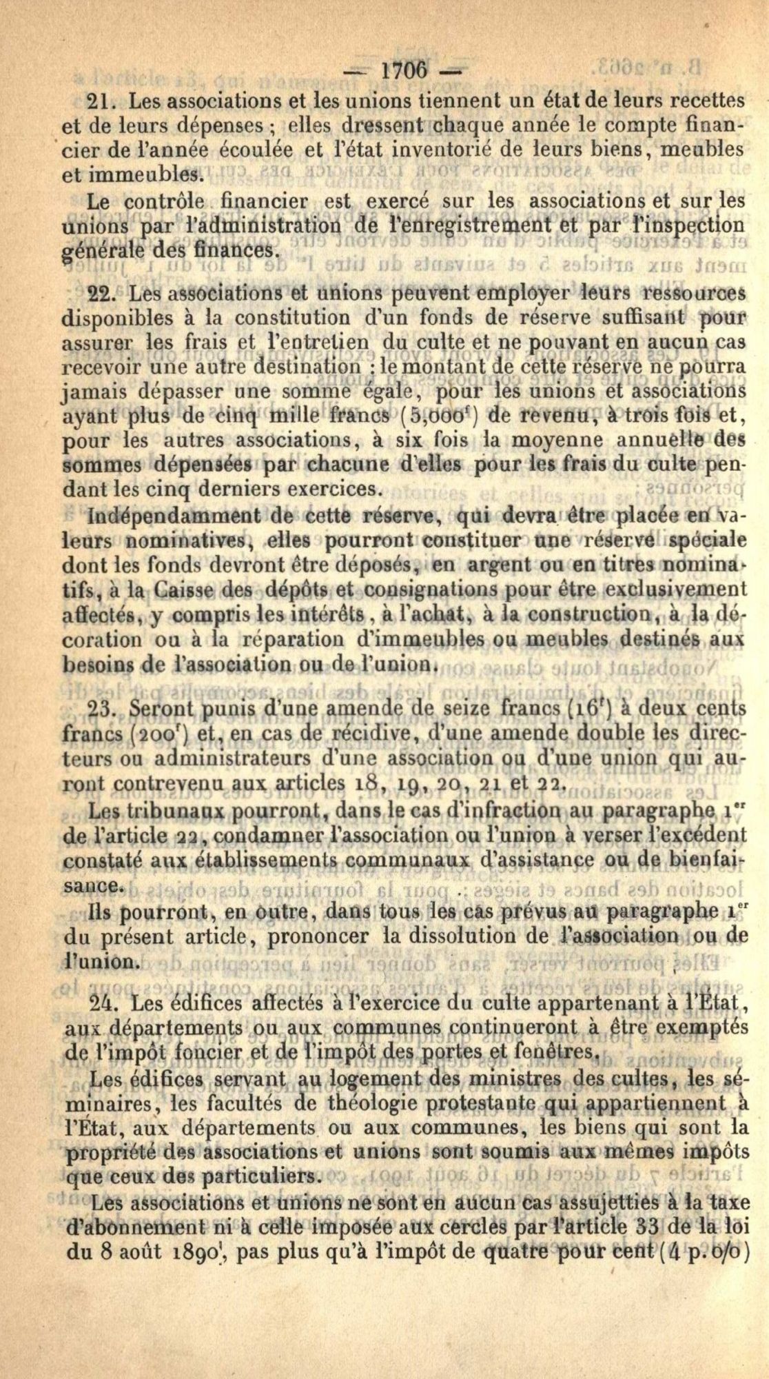 Loi du 9 décembre 1905 sur la séparation des Eglises et de l'Etat - 1 K 420 (8)